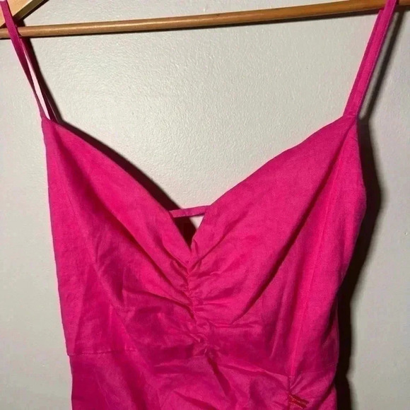 NWT ZARA DRAPED BEADED LINEN BLEND DRESS BLOGGERS FAV Barbie Pink S - Picture 6 of 9